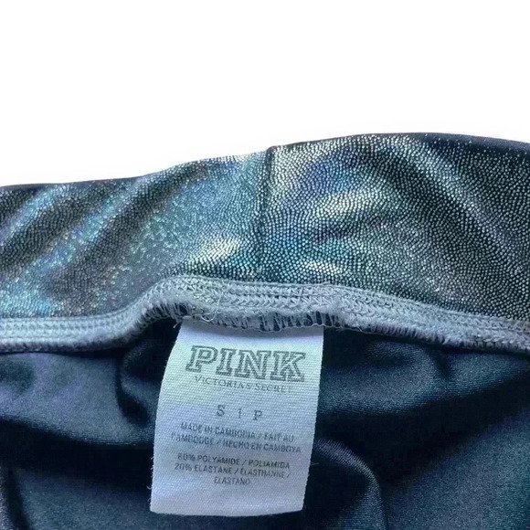 PINK Victorias Secret Holographic Leggings Silver Metallic Shimmer Active‎ Small - Picture 5 of 9